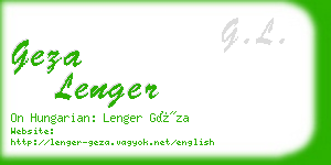 geza lenger business card